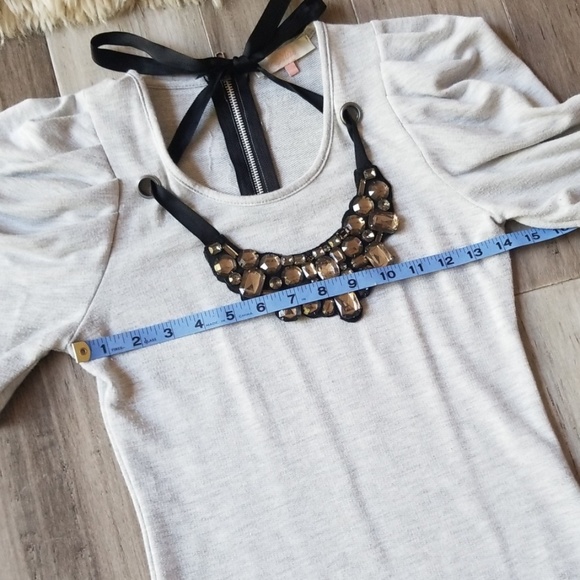 Miso Tunic Length Embellished Neck Ruffle Top - Picture 6 of 7